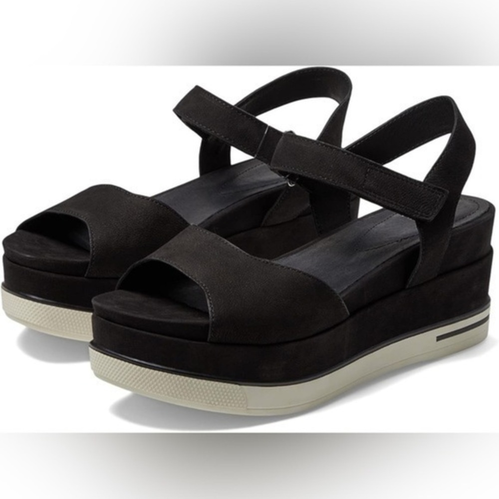 Eileen Fisher Beck Black Platform Sandal Size 9.5